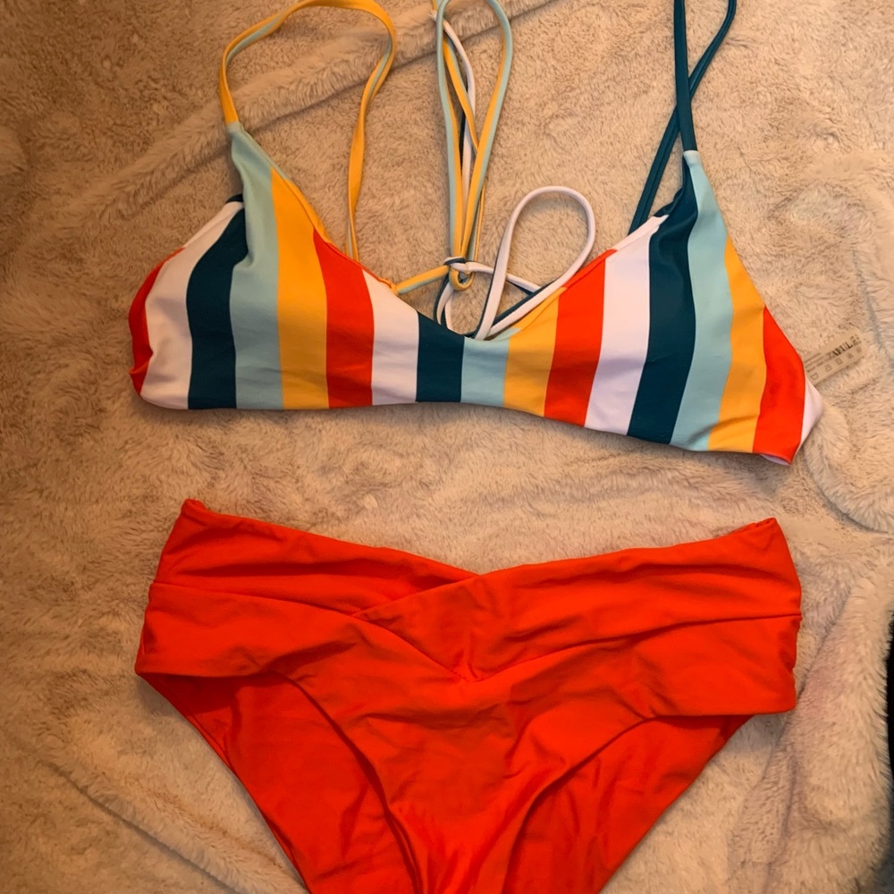 Zaful orange multicolored bikini. Size M/6.